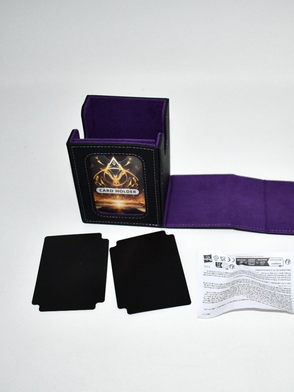 Stepane MTG Deck Box, 120+ Sleeved Cards, Double Display Window, Black/ Purple,
